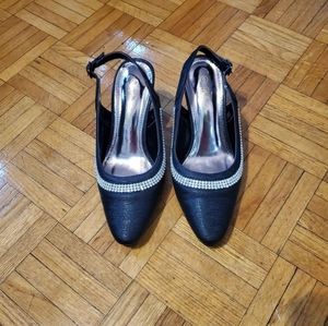 Black and silver heels